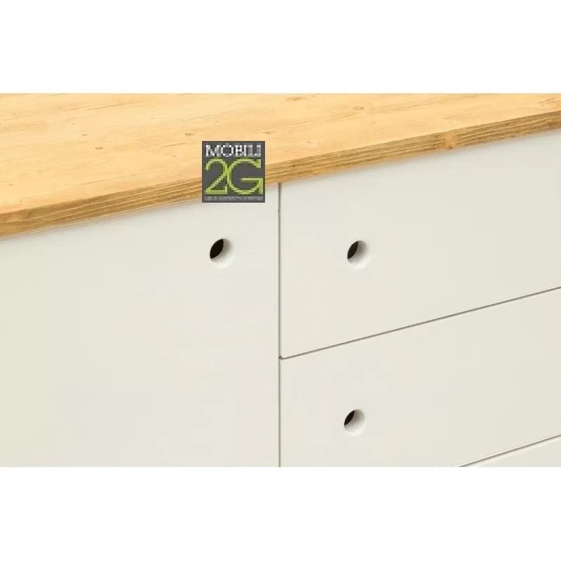 Madia credenza abete spazzolato bianco 185x50x84 (881) - Mobili 2G