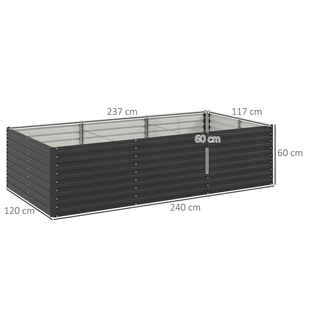 Fioriera Rialzata Rettangolare per Giardino ¨C Zephmum ¨C Grigio 240x120x60cm