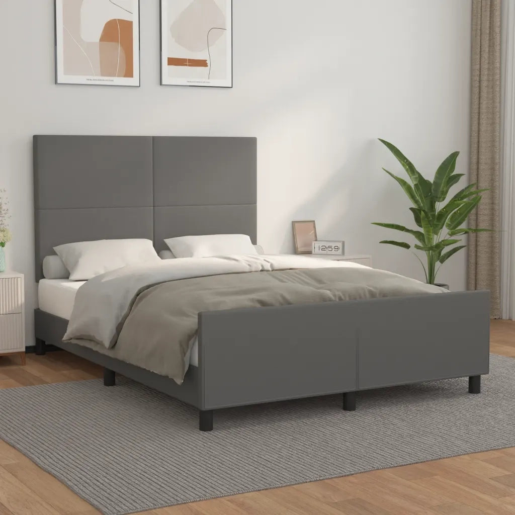 Letto matrimoniale | Letto per adulti | Giroletto con Testiera Crema 140x190 cm in Similpelle