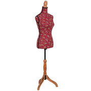 Manichino legno schiuma con tessuto rosso 37.5x24x168 cm