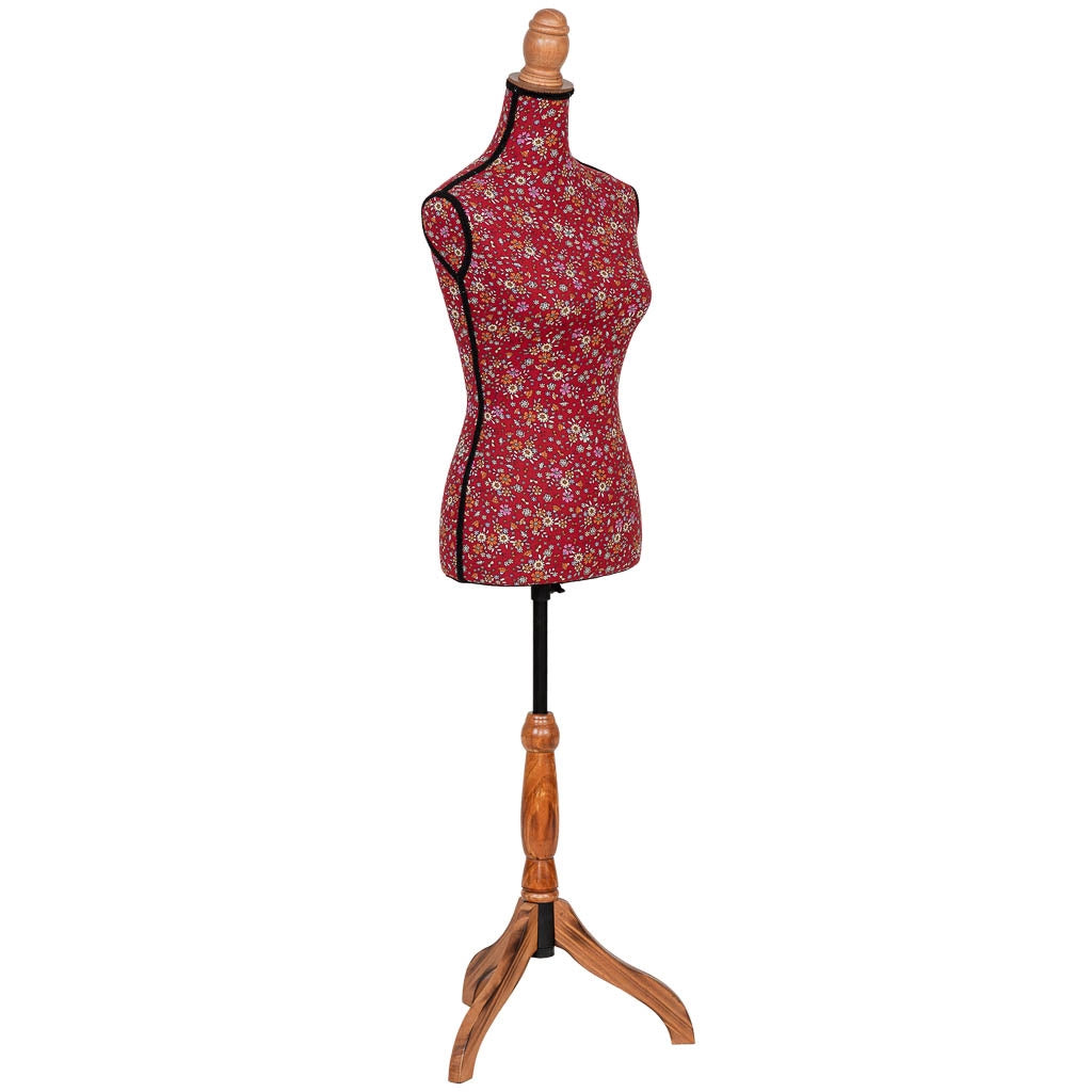 Manichino legno schiuma con tessuto rosso 37.5x24x168 cm