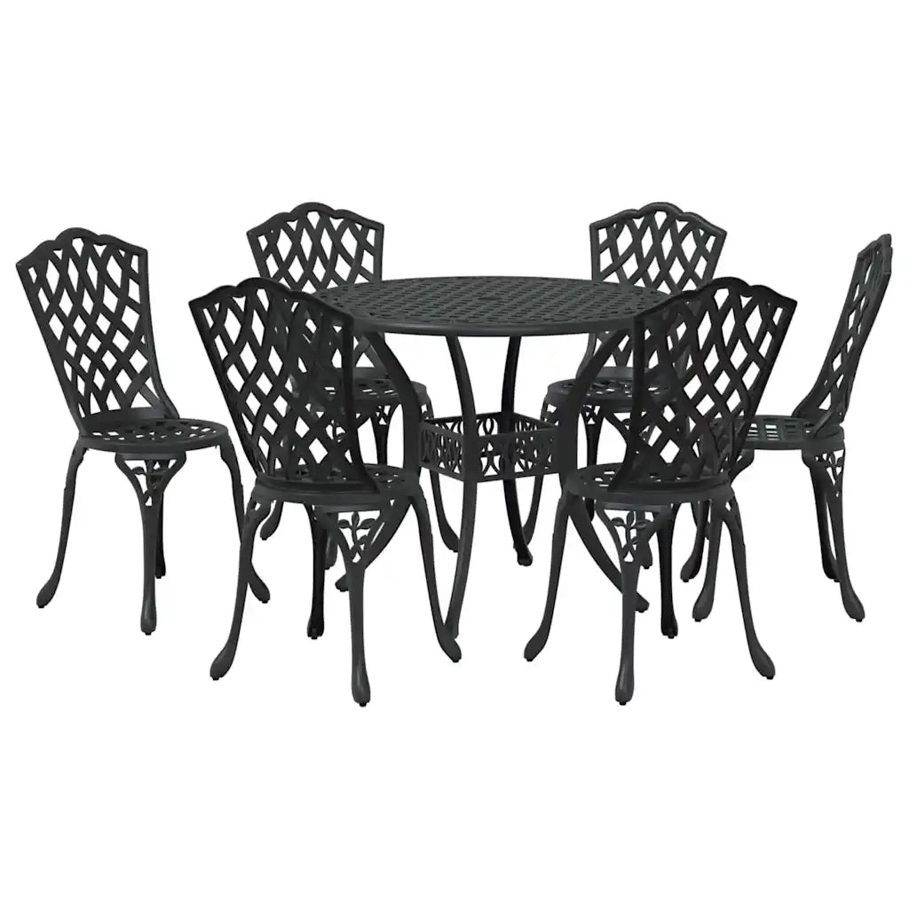 Set da Pranzo per Giardino 7 pcs Nero Alluminio 3334713