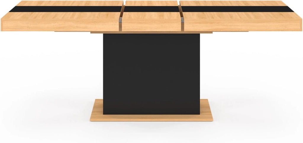 Tavolo da pranzo rettangolare allungabile EDEN 6-10 persone in legno e fascia centrale nera 160-200 cm