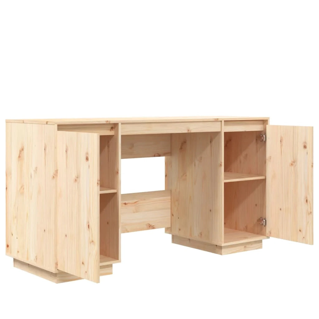 Scrivania tavolo postazione di lavoro mobile per computer studio 140 x 50 x 75 cm legno massello di pino marrone 02_0023378