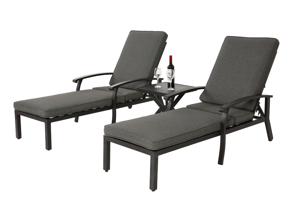 Chaise Longue da Giardino con Cuscini ¨C MINIMAL ¨C Alluminio, Grigio