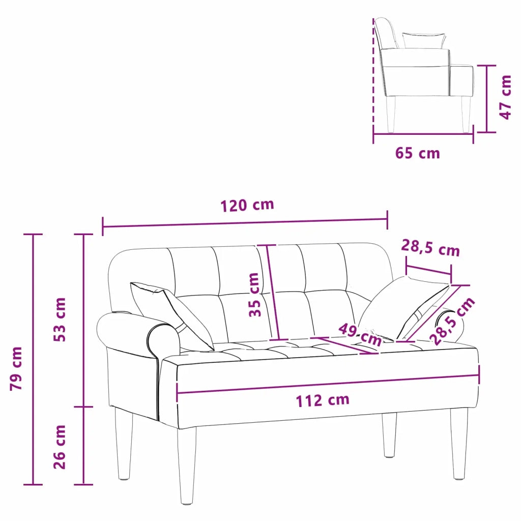 Loveseat con bottoni imbottiti Nero 120 x 65 x 79 cm Tessuto 42041811