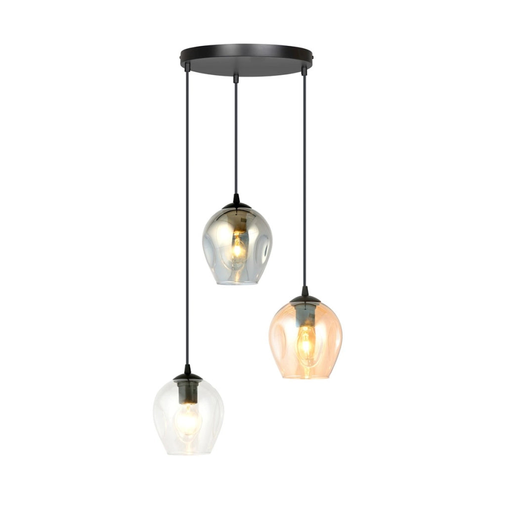 Lampada a sospensione ISTAR 3 con paralumi in vetro colorato