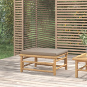 Sedia da giardino-Poggiapiedi da Giardino con Cuscino Tortora in Bamb¨´