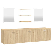 Set Mobili da Bagno | Armadio da bagno 6 pz Rovere in Legno Multistrato