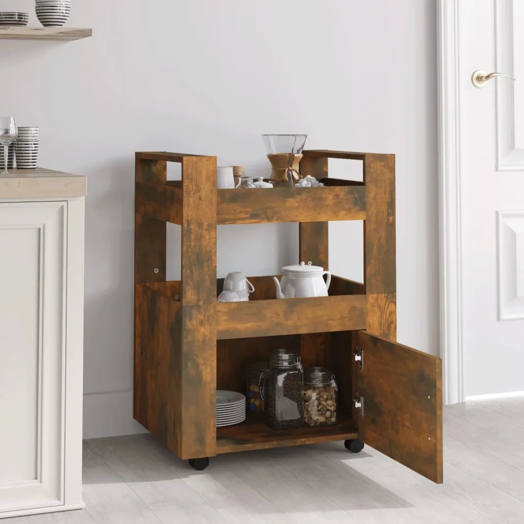 Carrello da Cucina rovere fumo 60x45x80 cm Legno Multistrato cod mxl 63728