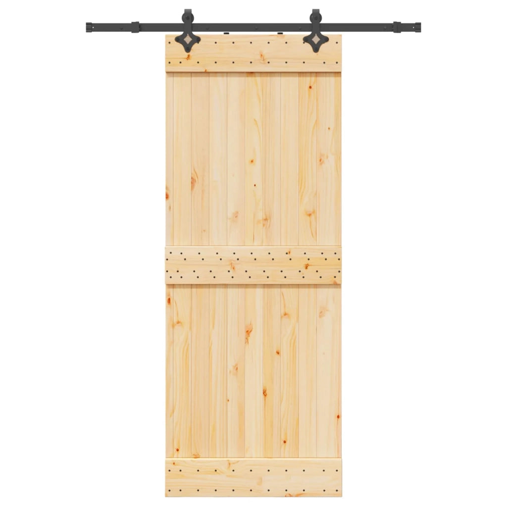 Porta scorrevole NARVIK Naturale e Nero 80 x 210 cm (152,5 cm) 3445276