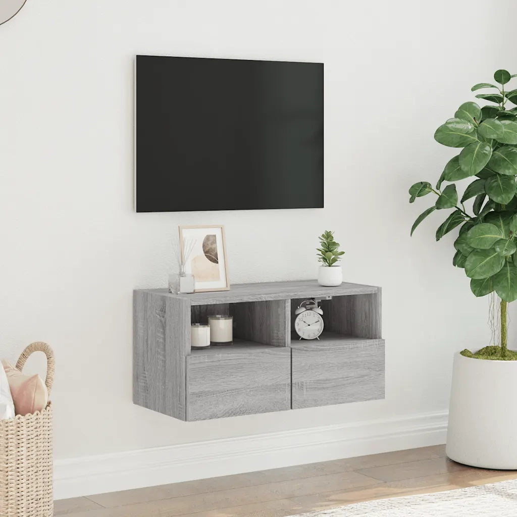 Mobile TV a Parete Grigio Sonoma 60x30x30 cm Legno Multistrato 836864
