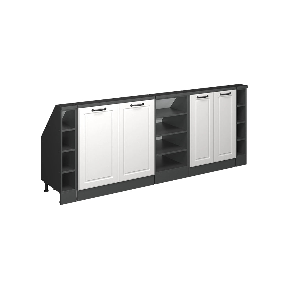 Vicco Mobile cucina sottotetto Bianco casa di campagna/antracite 210 cm Set di 5