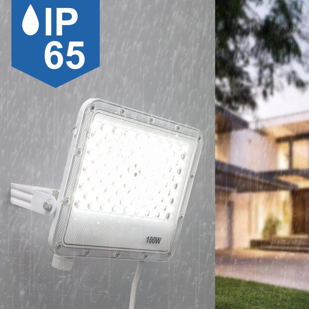 Faro slim per esterno LED IP65 con interruttore CCT da 3000K a 6500K faretto bianco staffa luce giardino insegna tabella 100W