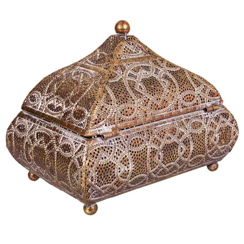 Portagioie in metallo dorato 23x16x18h