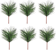 Foglie di pino artificiali 12 pezzi - Foglie di pino verde - Materiale plastico - Lunghezza 10cm - Diametro 7cm - Per decorazioni natalizie