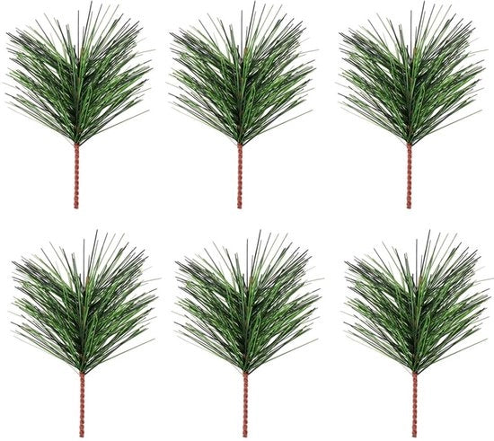 Foglie di pino artificiali 12 pezzi - Foglie di pino verde - Materiale plastico - Lunghezza 10cm - Diametro 7cm - Per decorazioni natalizie