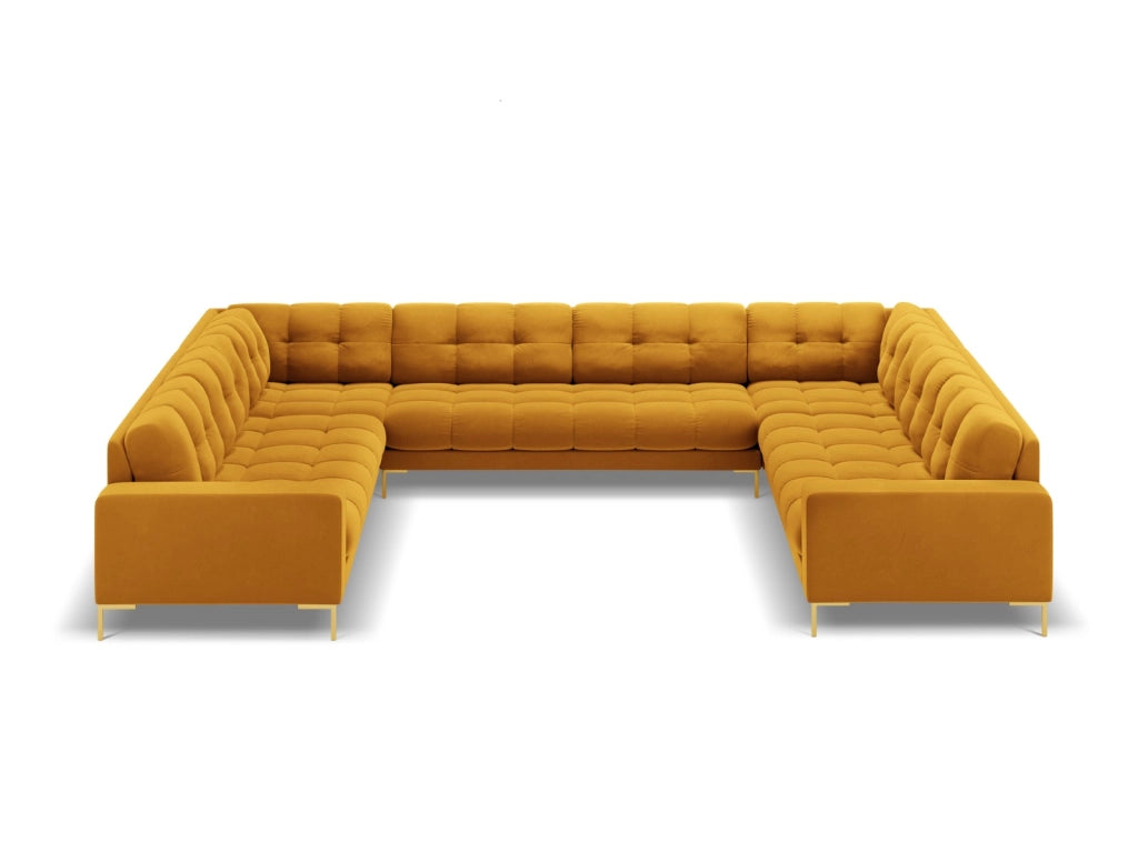 Cosmopolitan Design - Divano panoramico "Bali" 9 posti in velluto giallo 