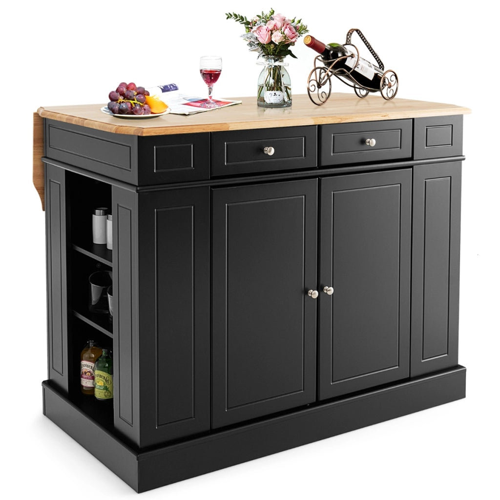 Isola da cucina con contenito reripiani regolabili a 3 livelli-Mobile contenitore da cucina a 2 ante Nero