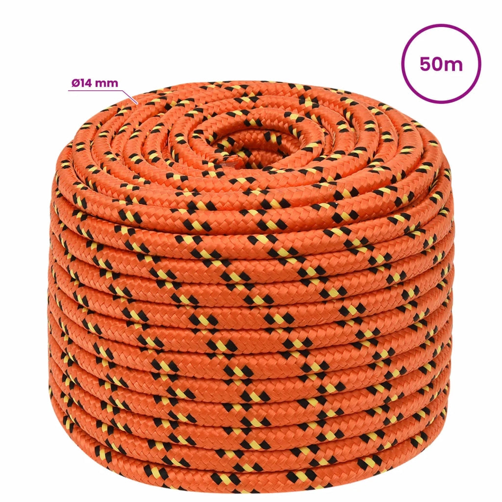 Corda multiuso 14 mm 50 m Arancione PP 1275 kg Carico massimo 3472746
