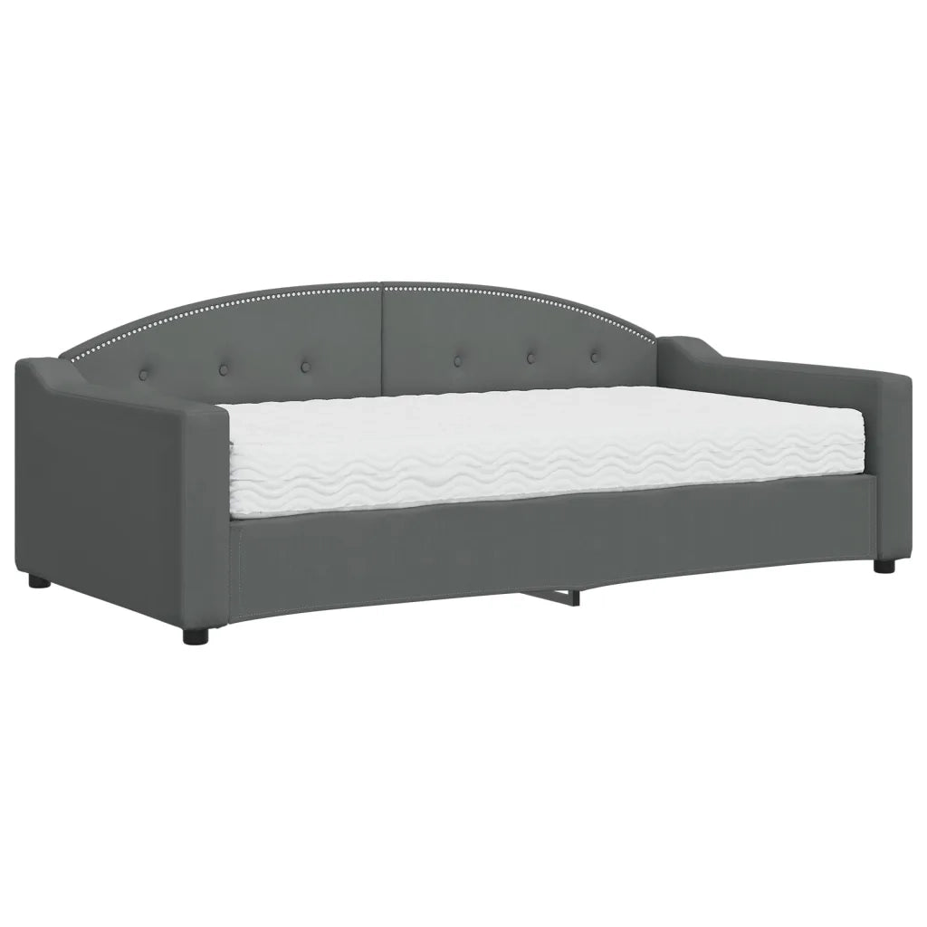 Divano Letto con Materasso Grigio Scuro 90x190 cm in Tessuto