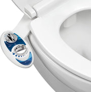 Bidet meccanico con connesso al water, doppio getto, autosanitario, acqua calda e fredda (blu e bianco)