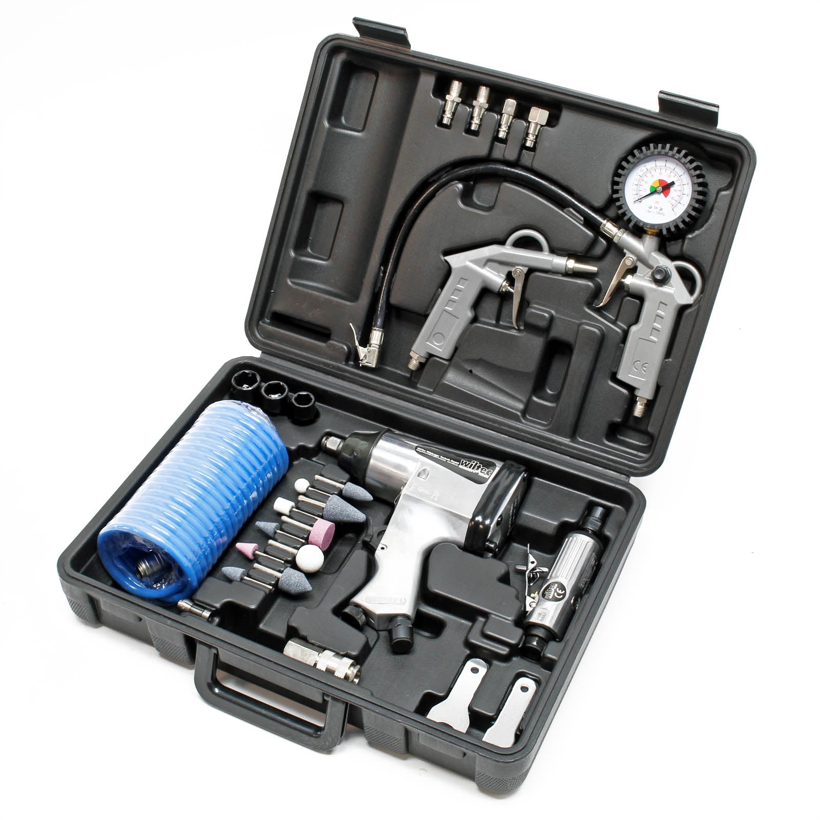 Kit accessori per compressore 27 pezzi con 4 utensili pneumatici e inserti