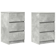 Set di 2 Comodini | Armadio da Notte | Mobiletto da notte con 3 Cassetti Grigio Cemento 39x35x65 cm