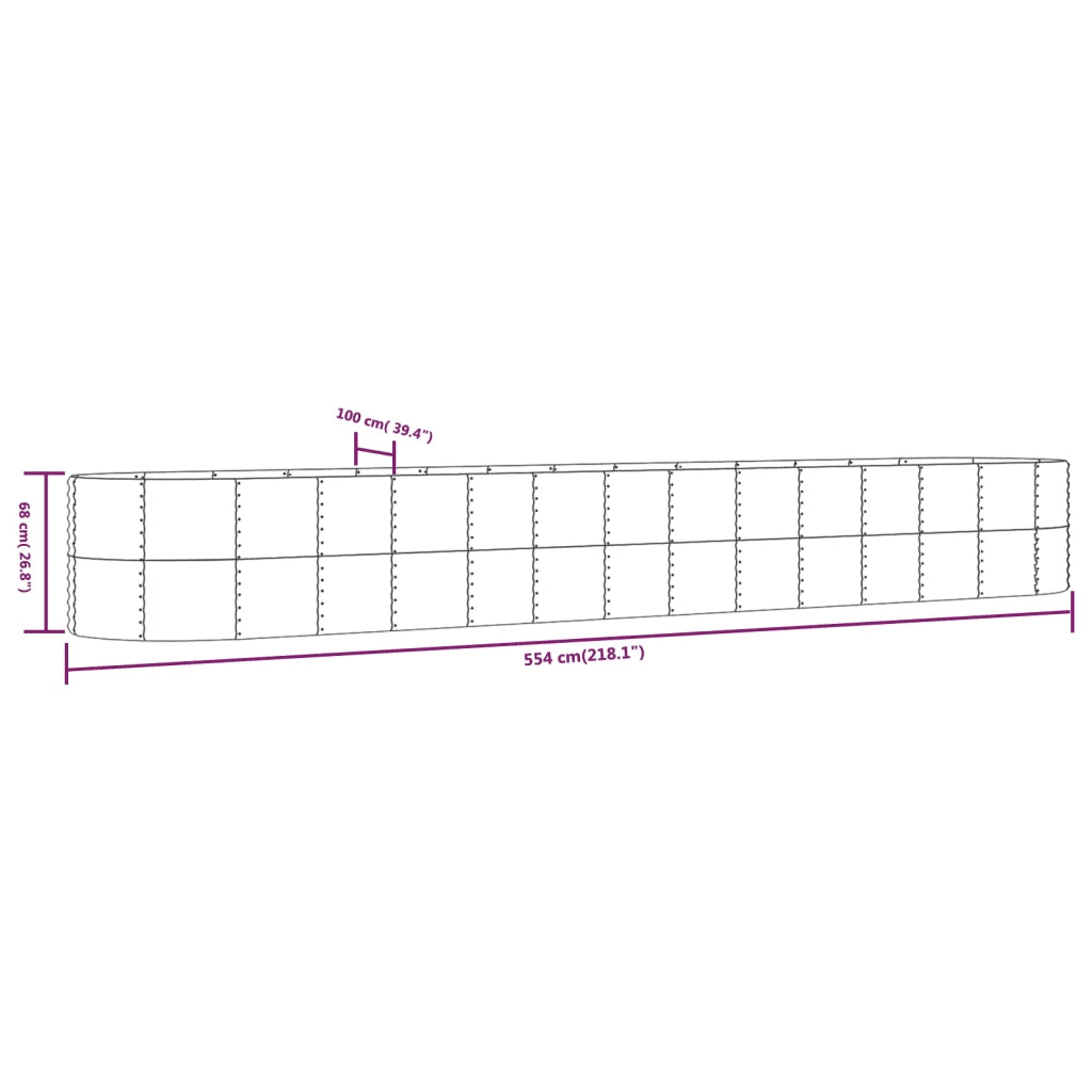 Letto Giardino Acciaio Verniciato Polvere 554x100x68cm Grigio