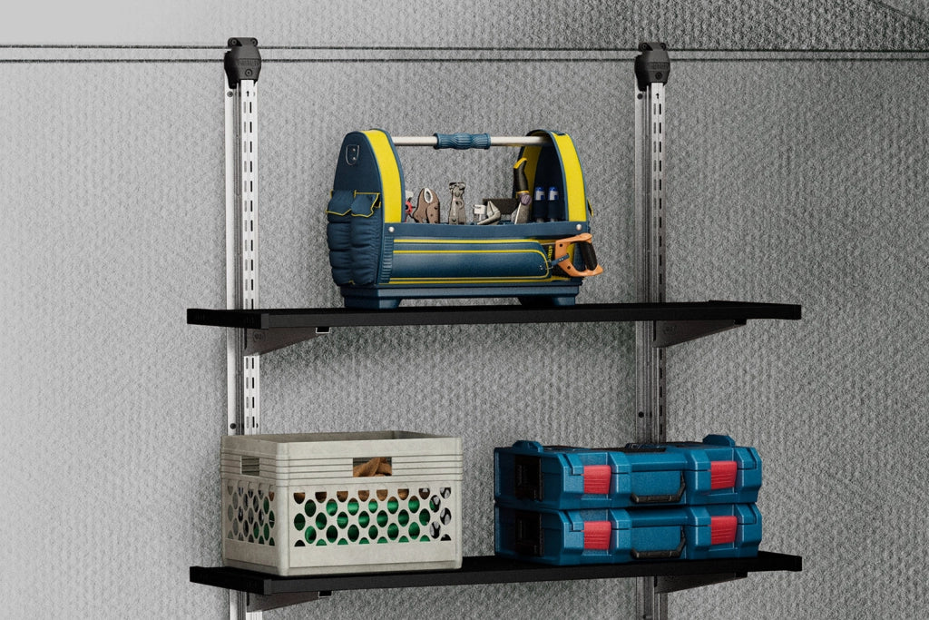 Scaffalatura 3 Ripiani per Casetta da Giardino 97x30 cm Altezza Regolabile Struttura in Metallo Keter Shelving Kit 100