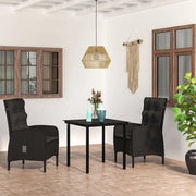 Set da Pranzo per Giardino 3 pz con Cuscini Nero cod mxl 42852