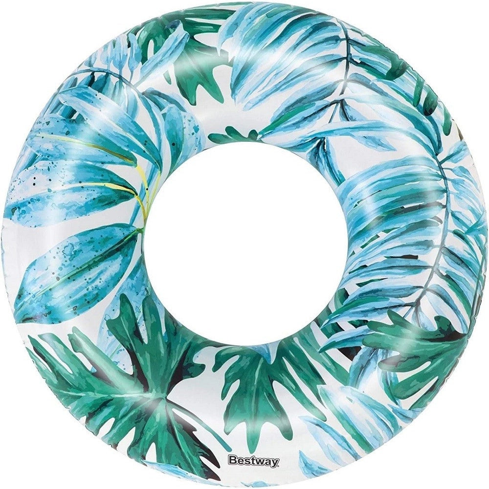 Trade Shop - Salvagente Palme Tropicali Floreali 119cm Ciambella Gonfiabile Mare Piscina 3623 -