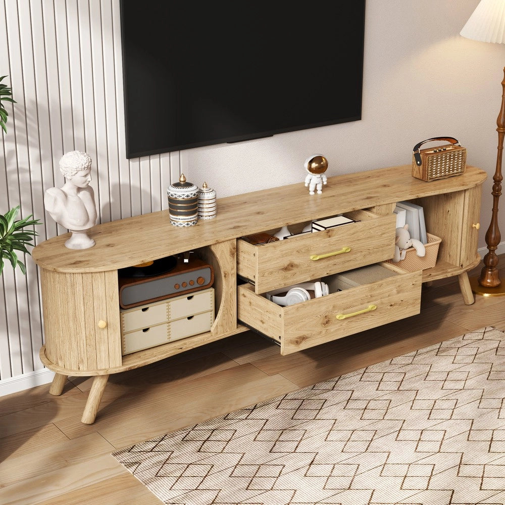 Mobile TV con 2 Ante Scorrevoli e 2 Cassetti ¨C Xylo ¨C Legno MDF Massello, Design Scandinavo