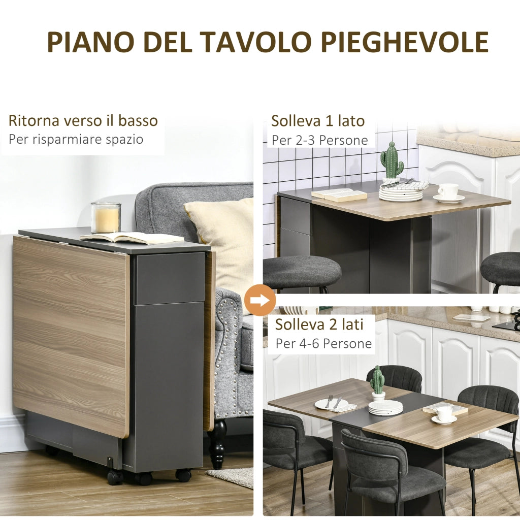 Tavolo da pranzo allungabile pieghevole con cassetti ¨C zephmum ¨C 140x76x76 cm