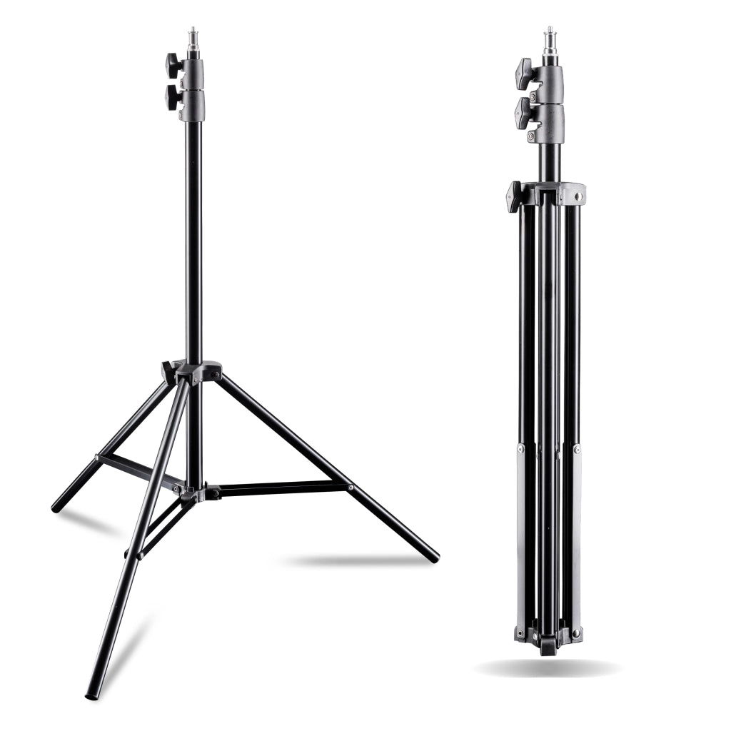 AIR 200 Set 2 stativi per luci, altezza regolabile fino a 200 cm, max 4,5 kg, Cavalletto fotografico in alluminio per foto e video, con borsa