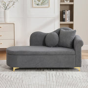 Chaise longue con contenitore 134 cm in tessuto effetto pelliccia di agnello; grigio anticato