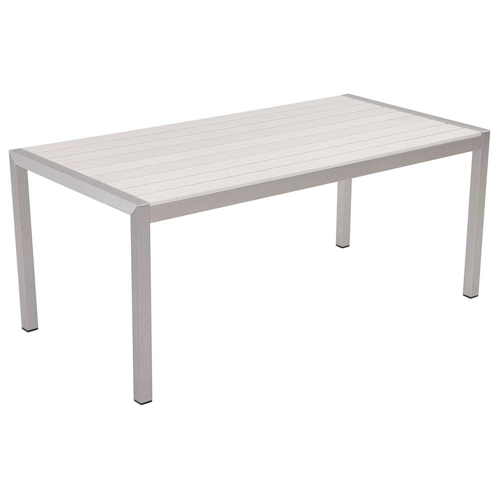 Set da Giardino 6 Sedie Tavolo Rettangolare Bianco in Legno e Alluminio Anodizzato