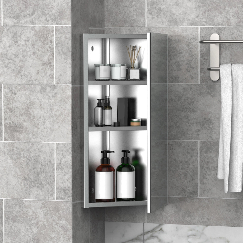 Armadietto Angolare Bagno con Specchio e Ripiani ¨C Zephmum ¨C Bianco 60x30x18.4cm