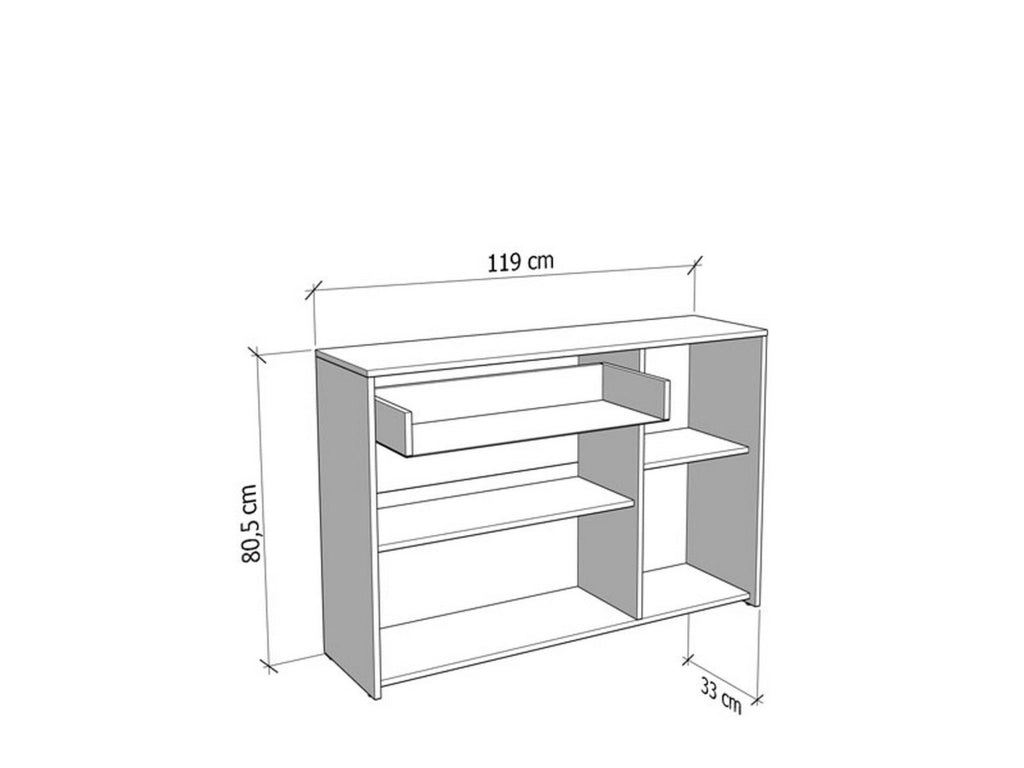 Madia Sanza, Credenza 2 Ripiani, 119x33x80.5h cm Marrone Rovere Nodi