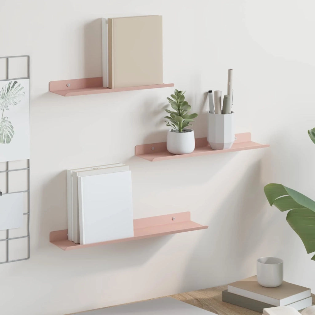 Mensola sospesa 3 pcs Rosa 40 x 9 x 2,5 cm Acciaio 8003931