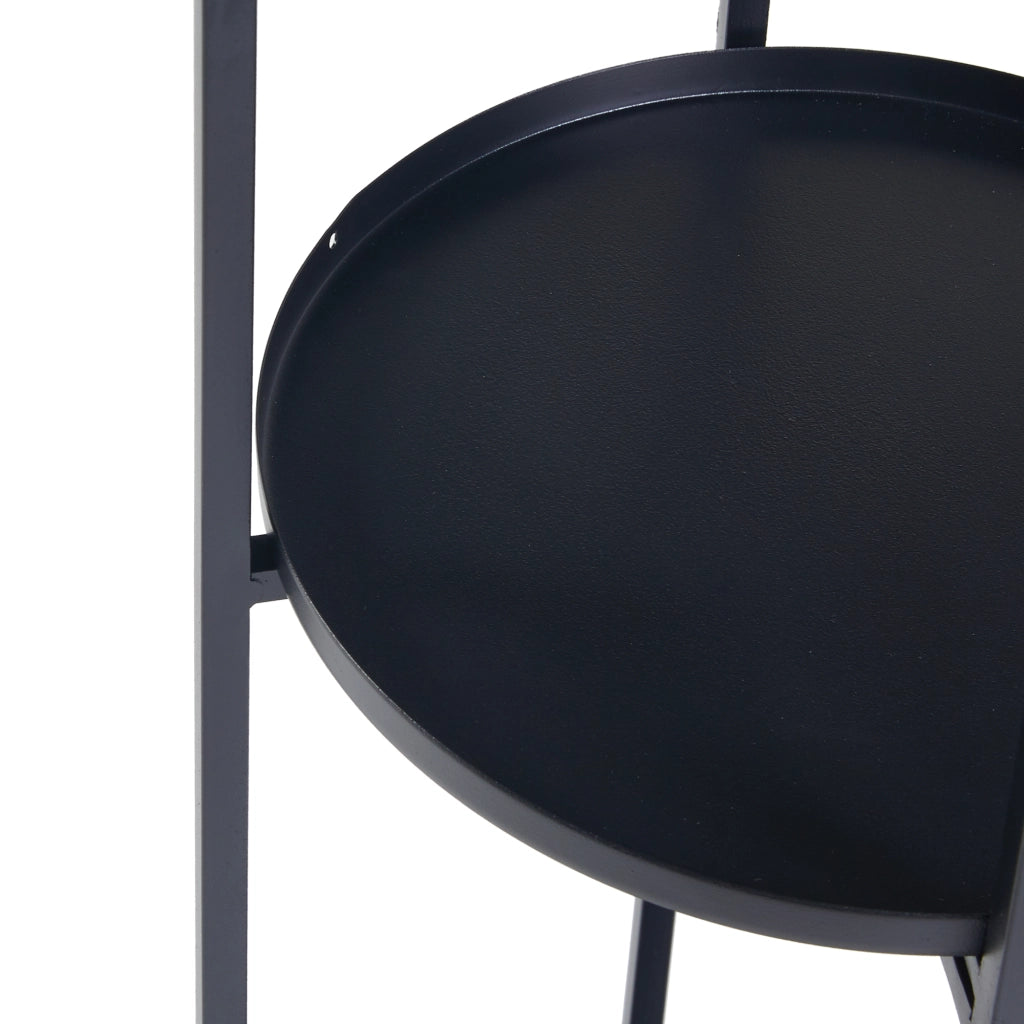 Portavasi Tuusula con 3 Sottovasi Portapiante in Metallo Nero 94 x 25 cm [en.casa]