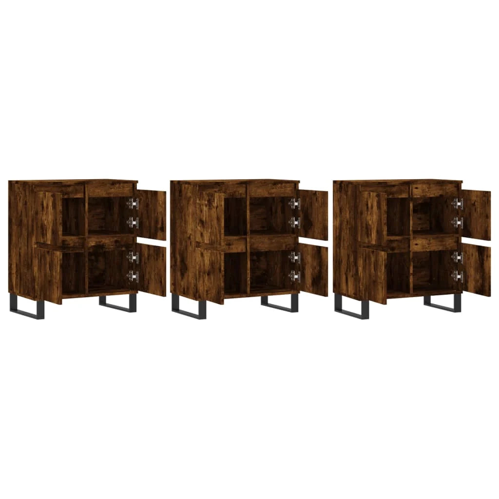 Buffet credenza cassettiera armadio mobile contenitore organizer per cucina soggiorno salotto 3 pezzi legno ingegnerizzato marrone 02_0037058