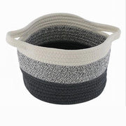 Trade Shop - Cestino Cesto Tessuto Di Corda Intrecciato Porta Oggetti Rotondo 21x15cm 10649 -