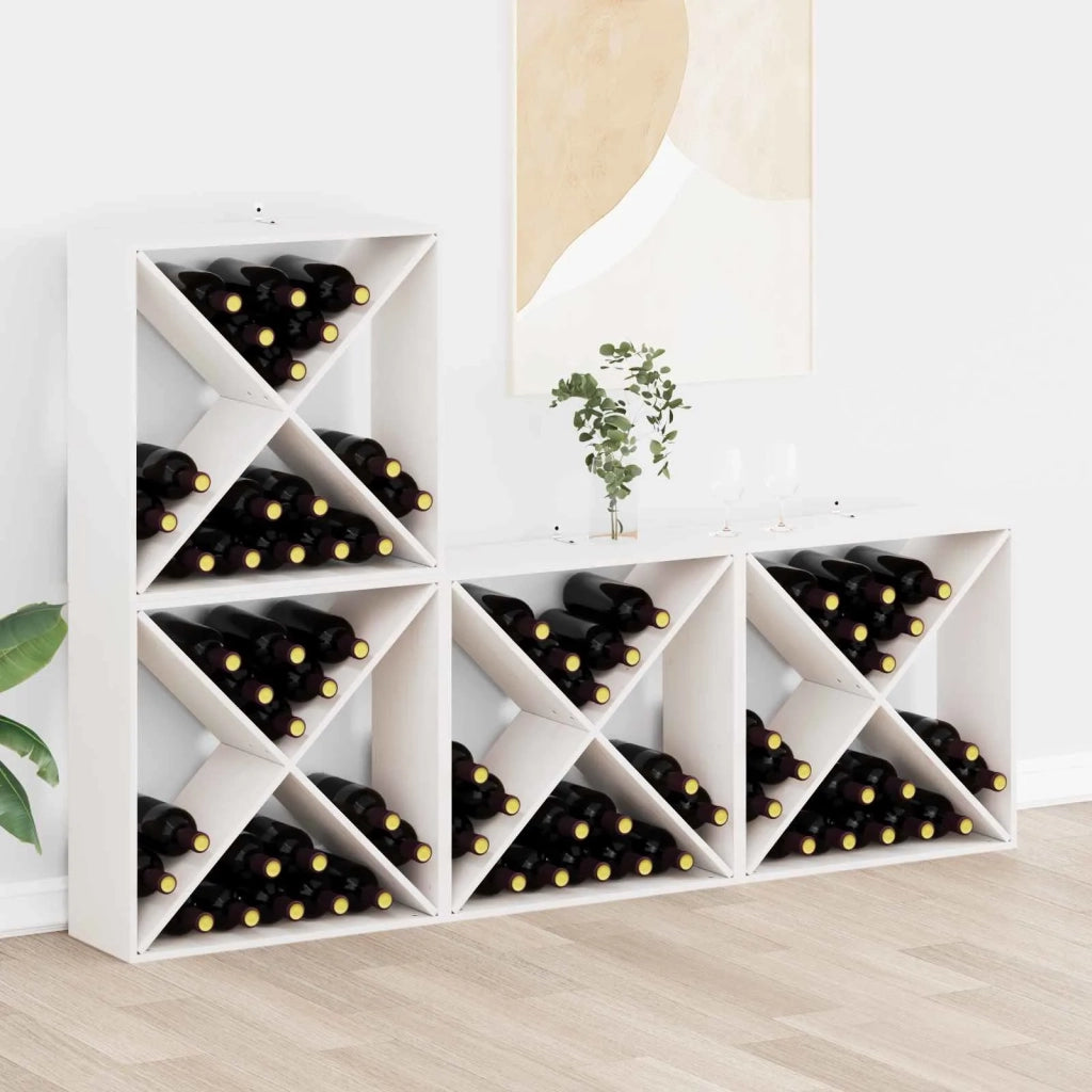 Portabottiglie 4 pcs Bianco 62 x 25 x 62 cm Pino massello 893317