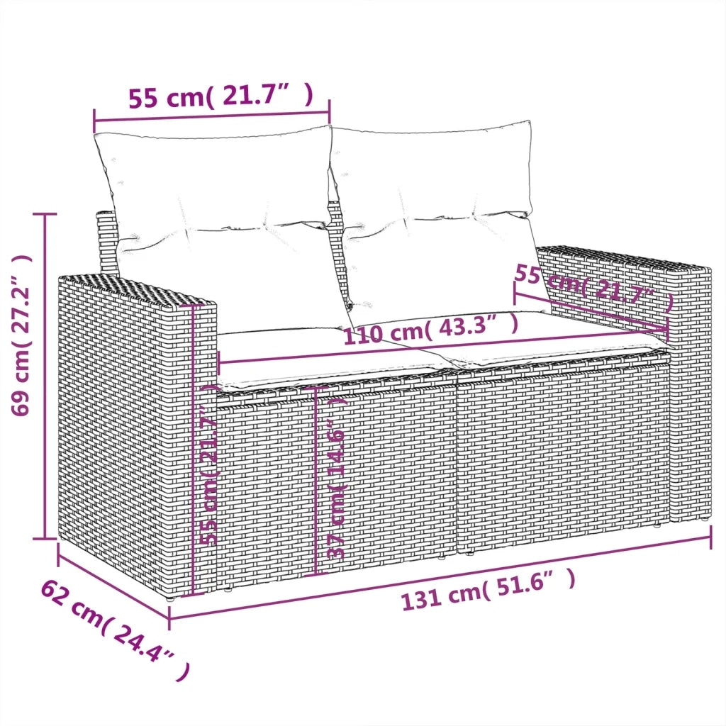 Set Divani da Giardino 5 pz con Cuscini in Polyrattan Nero 3218936