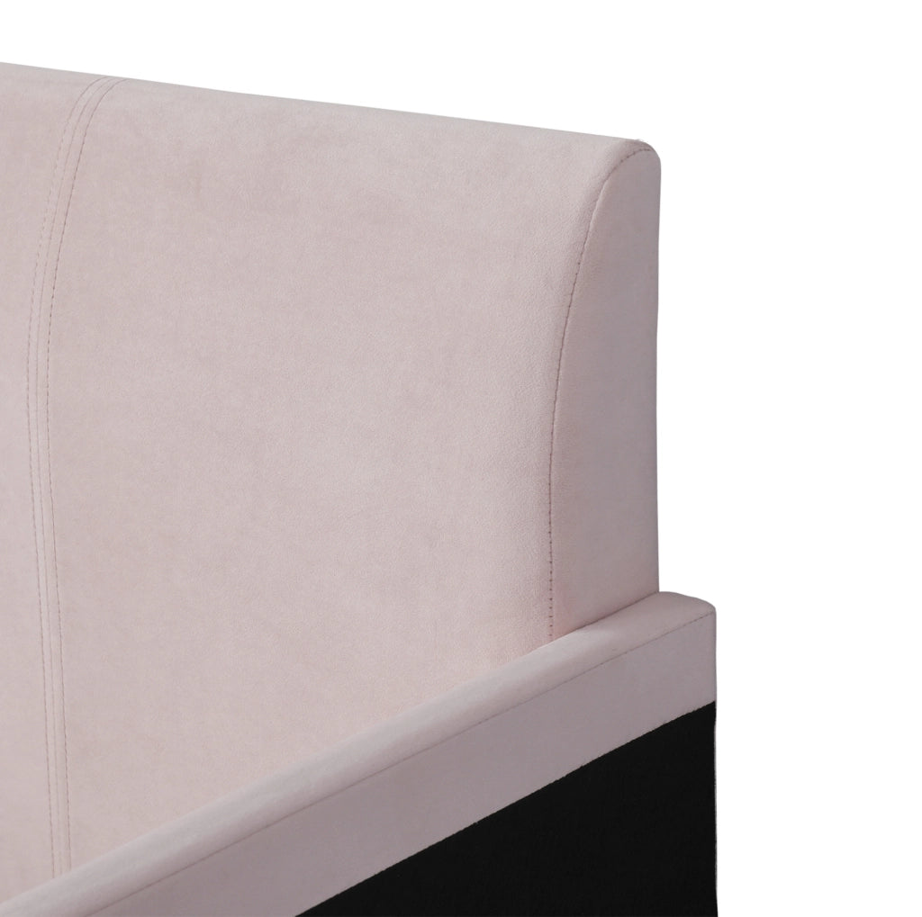 Letto imbottito 90x200 cm con scrivania; sgabello e ripiano in velluto rosa