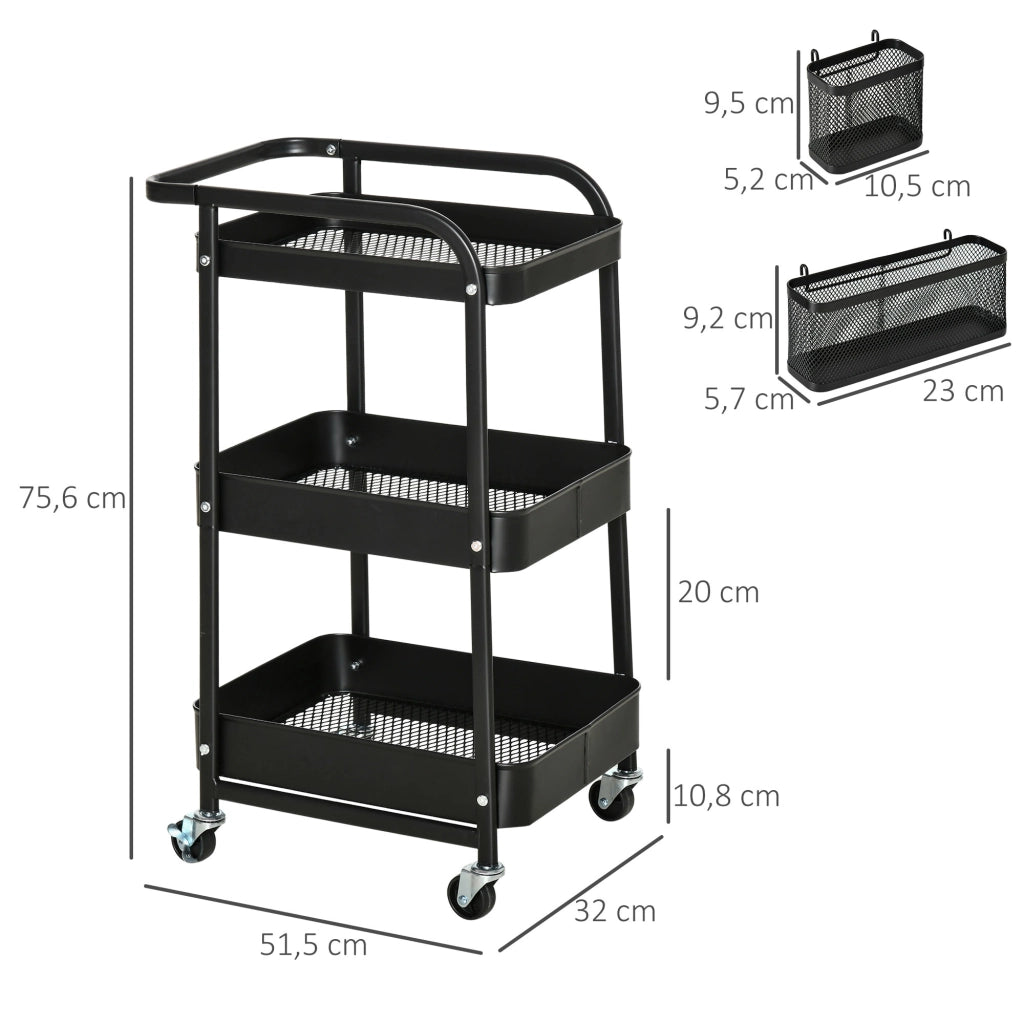 Carrello portaoggetti per scrivania ¨C zephmum ¨C nero 51.5x32x75.6 cm