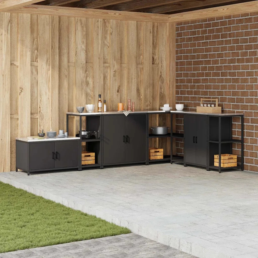 vidaXL Mensola per il deposito in cucina con lo scaffale Nero Acciaio