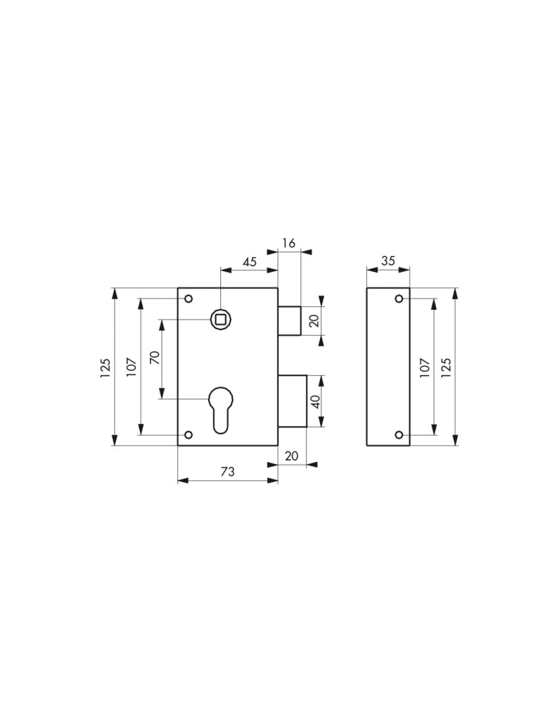 Cassa serratura CP in acciaio inox 73 x 125 mm, destra – THIRARD