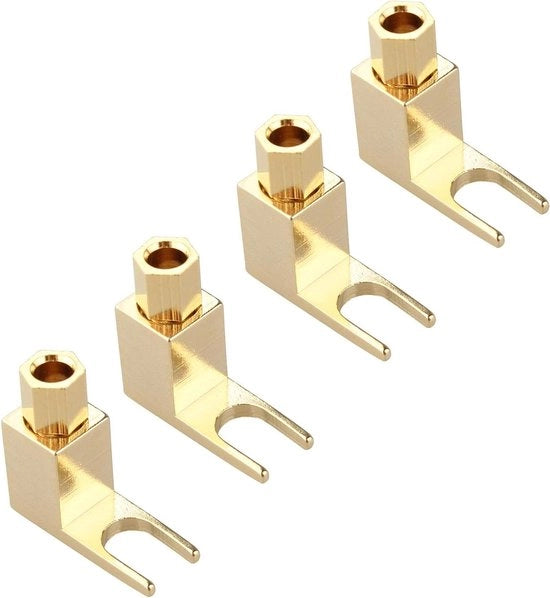 Set di connettori per cavi altoparlanti da 4 pezzi | Adattatore banana a spazzola in rame dorato | Accessorio per cavi audio altoparlanti